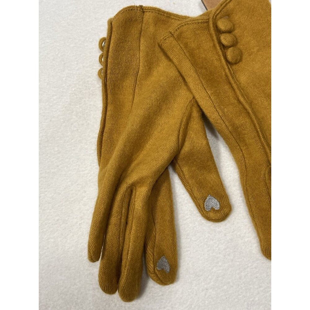 I Am Mustard Yellow Touchscreen Gloves Knit Heart Tip NWT Winter Warm - Picture 3 of 9